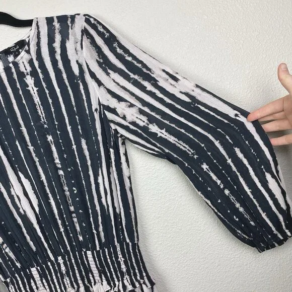 Rails NWT Inez Dress Women's Small Black Nile Mini Dress Long Sleeve Smocked - Picture 7 of 16